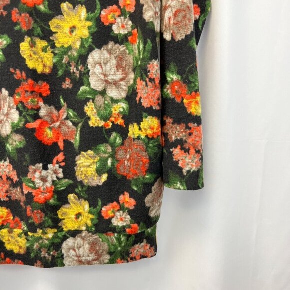Cherish Womens Crew Neck Long Sleeve Tunic Sweater Black/Multi Floral S Pockets - Picture 4 of 9